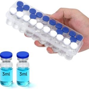 Peptide Case for Fridge, 3ml Vial Holder 24-Slot Insulin & Peptide Storage Case for 1-3ml Vials, Insulin Cooler Travel Case TSA Approved Vial Storage Case for Diabetic Organizer, GLP-1